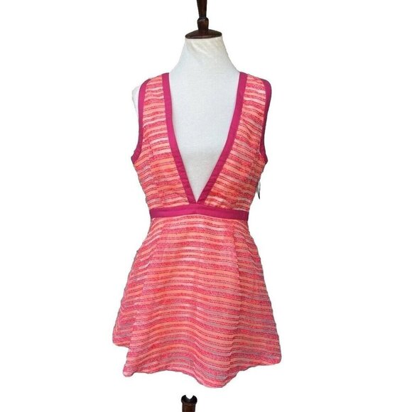 Nasty Gal Women's Coral Plunging Strappy Mini Dress Size L - Picture 15 of 16
